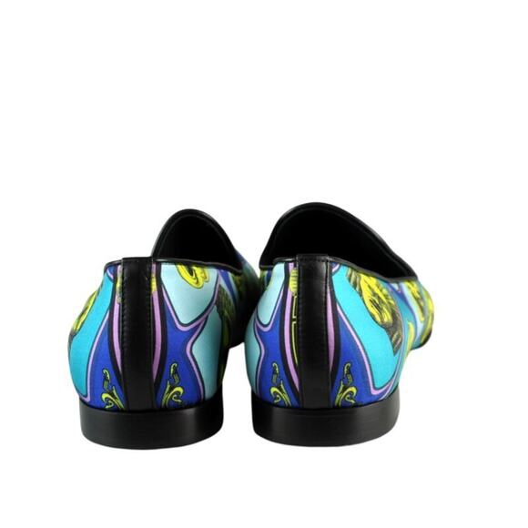 $850 NEW Versace Printed Greek God\'s Silk Blue Loafers Slipper Shoes Size 46/13 main image 8